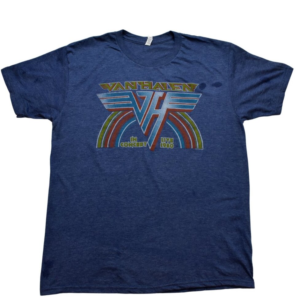 Live Nation Mens Van Halen In Concert Live 1980 Shirt Blue New